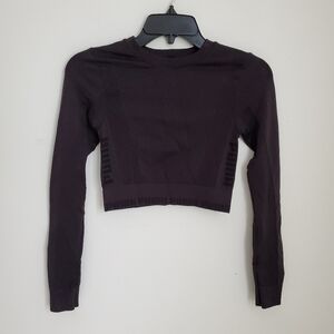 Puma Black Spandex Long Sleeve Super Crop Top Size XS
